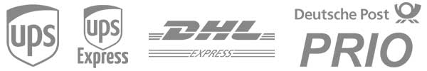 Versandmöglichkeiten: UPS, UPSexpress, DHLexpress und Deutsche Post PRIO.